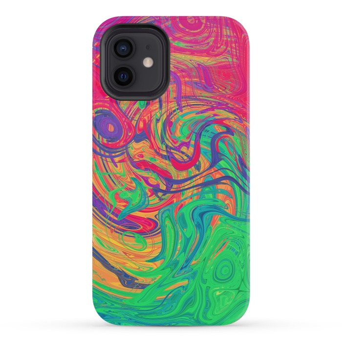 iPhone 12 mini StrongFit Abstract Multicolored Waves by Art Design Works