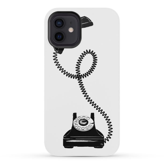 iPhone 12 mini StrongFit Black Vintage Phone by Martina