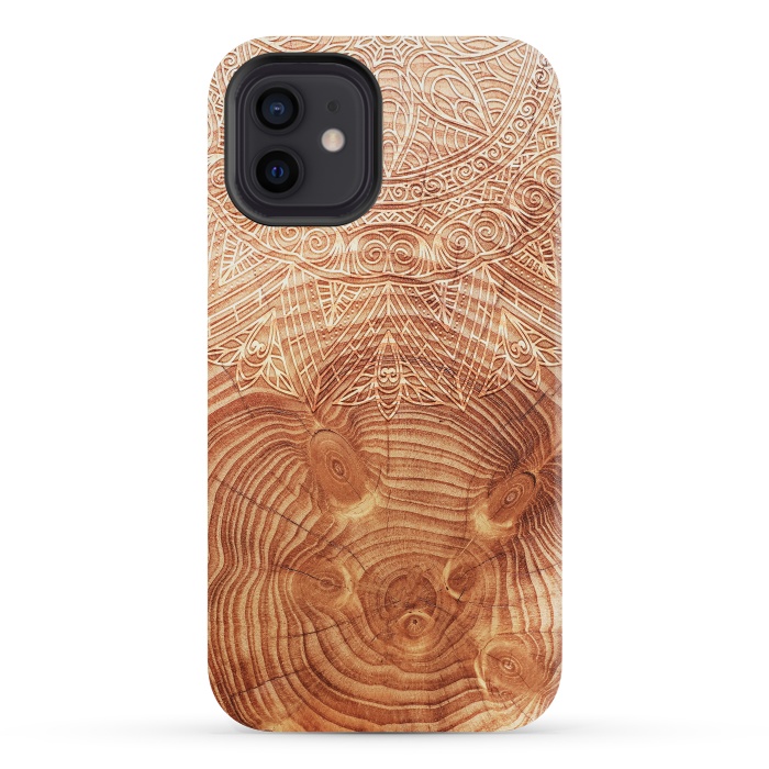 iPhone 12 mini StrongFit Mandala Wood I by Art Design Works