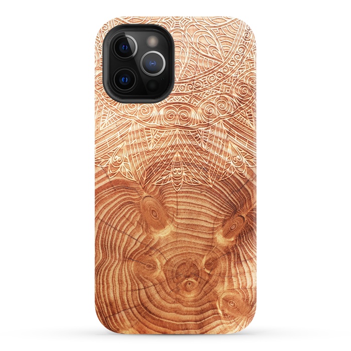 iPhone 12 Pro StrongFit Mandala Wood I by Art Design Works