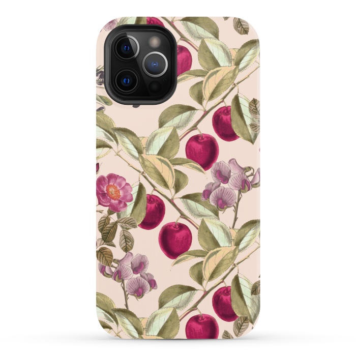 iPhone 12 Pro StrongFit Pink Fruits and Flowers Pattern  by Zala Farah