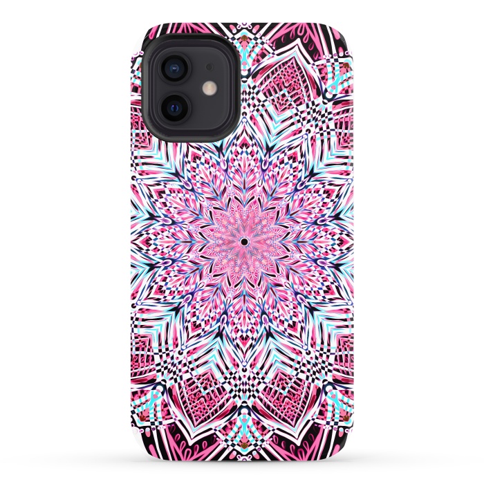 iPhone 12 StrongFit Berry Pink Detailed Mandala by Micklyn Le Feuvre
