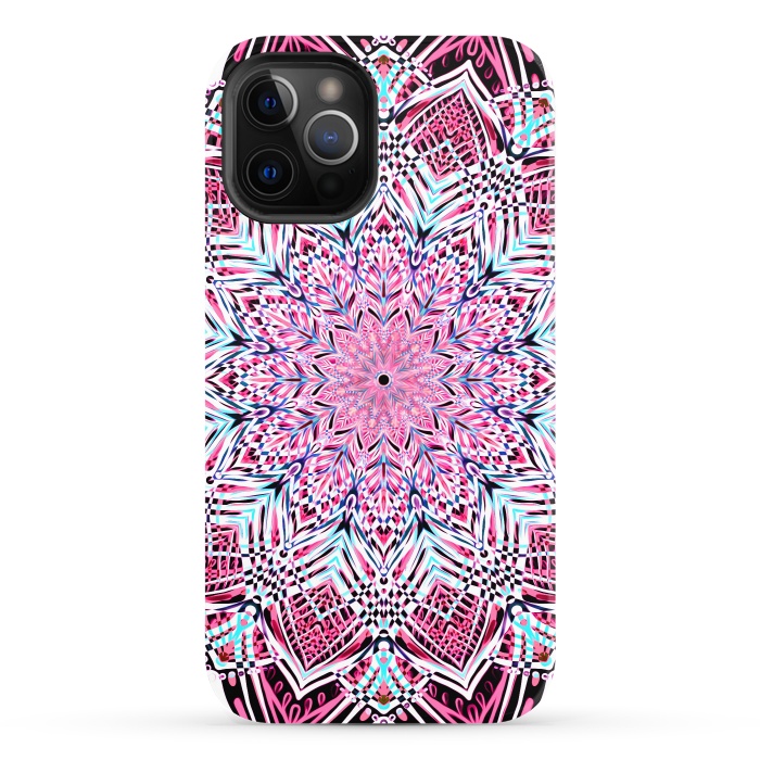 iPhone 12 Pro StrongFit Berry Pink Detailed Mandala by Micklyn Le Feuvre