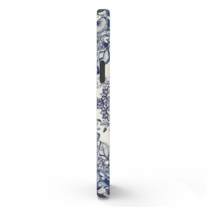 Floral Diamond Doodle in Dark Blue and Cream