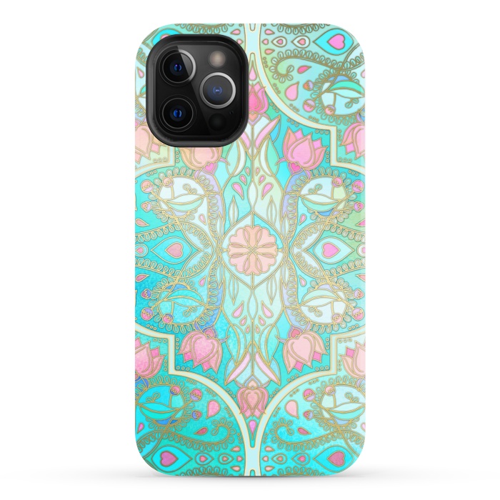 iPhone 12 Pro StrongFit Floral Moroccan in Spring Pastels by Micklyn Le Feuvre