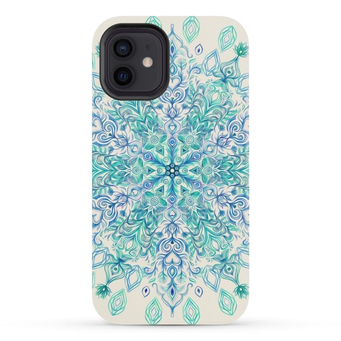 iPhone 12 mini StrongFit Peppermint Snowflake on Cream  by Micklyn Le Feuvre