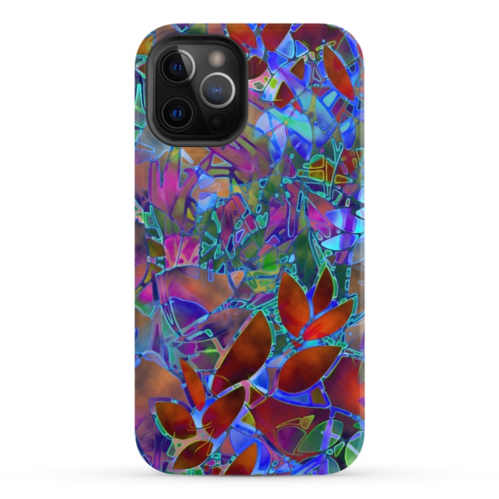 iPhone 12 Pro StrongFit Floral Abstract Stained Glass G174 by Medusa GraphicArt