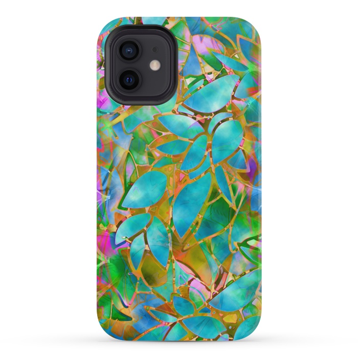 iPhone 12 mini StrongFit Floral Abstract Stained Glass G265  by Medusa GraphicArt