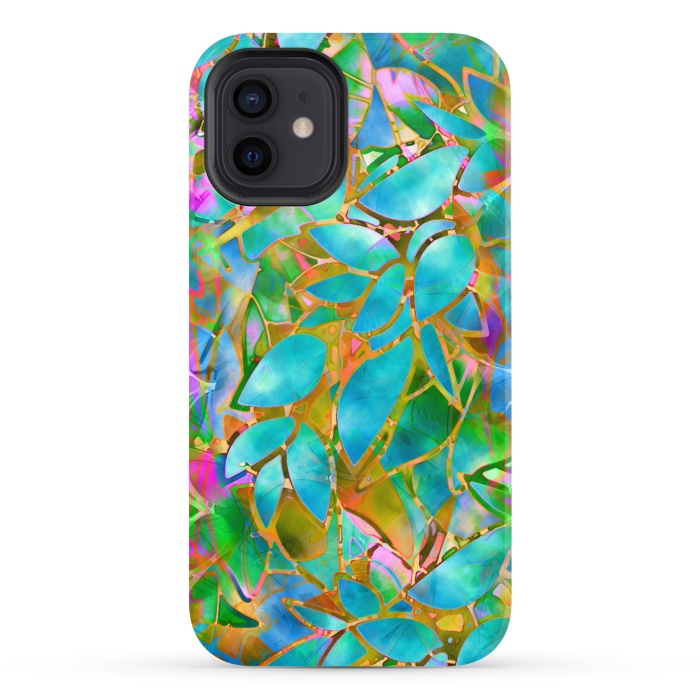 iPhone 12 StrongFit Floral Abstract Stained Glass G265  by Medusa GraphicArt