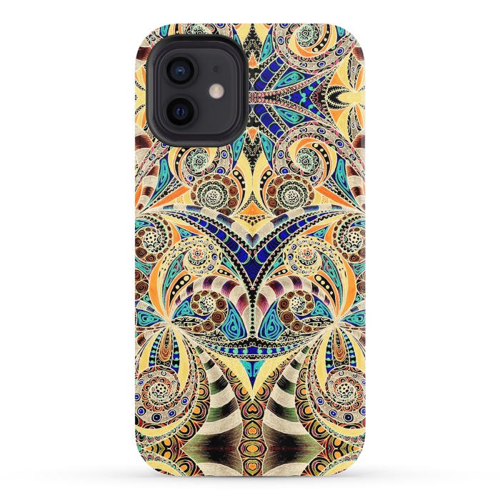 iPhone 12 StrongFit Drawing Floral Zentangle G240 by Medusa GraphicArt