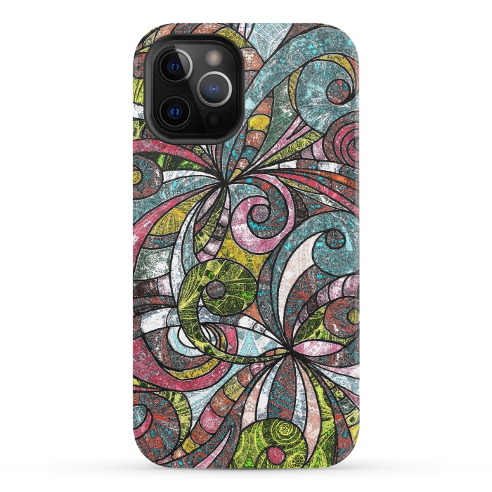iPhone 12 Pro StrongFit Drawing Floral Zentangle G203 by Medusa GraphicArt