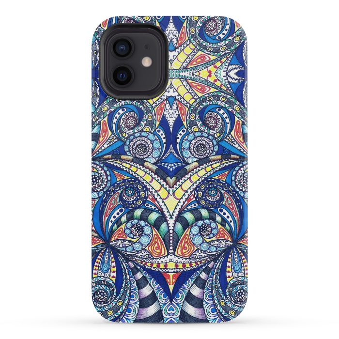 iPhone 12 mini StrongFit Drawing Floral Zentangle G7B by Medusa GraphicArt