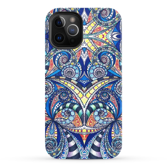 iPhone 12 Pro StrongFit Drawing Floral Zentangle G7B by Medusa GraphicArt