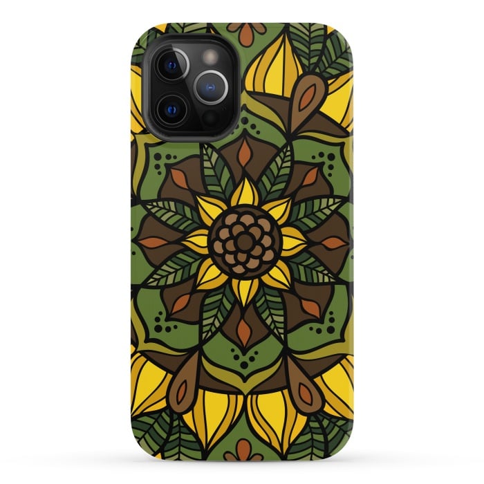 iPhone 12 Pro StrongFit Sunflower Mandala by Majoih