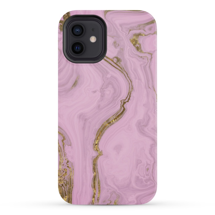 iPhone 12 mini StrongFit Elegant Pink Marble With Gold 2 by Andrea Haase