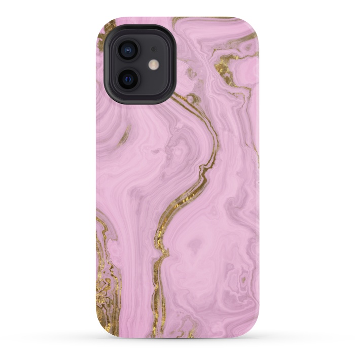 iPhone 12 StrongFit Elegant Pink Marble With Gold 2 by Andrea Haase