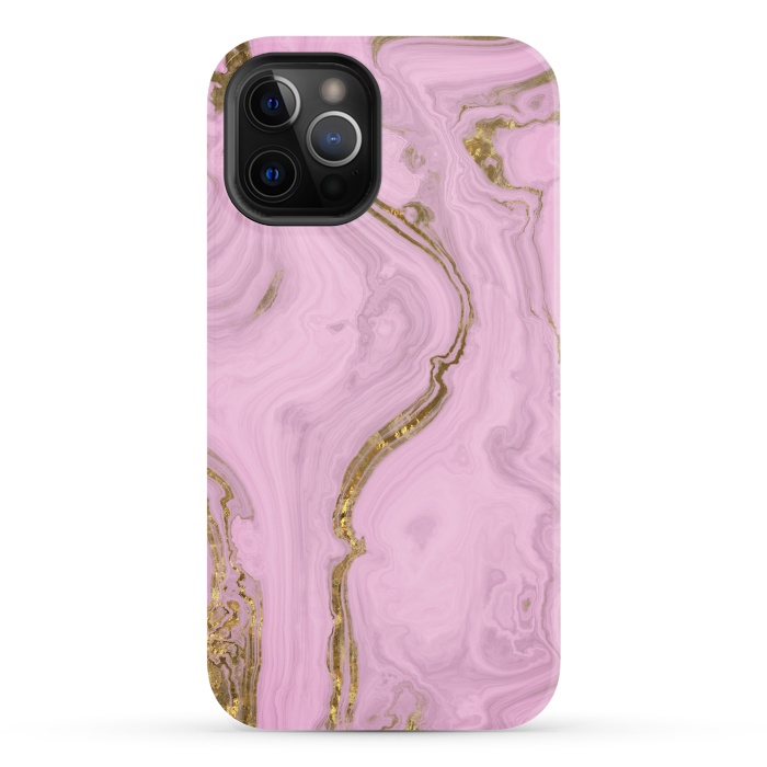 iPhone 12 Pro StrongFit Elegant Pink Marble With Gold 2 by Andrea Haase