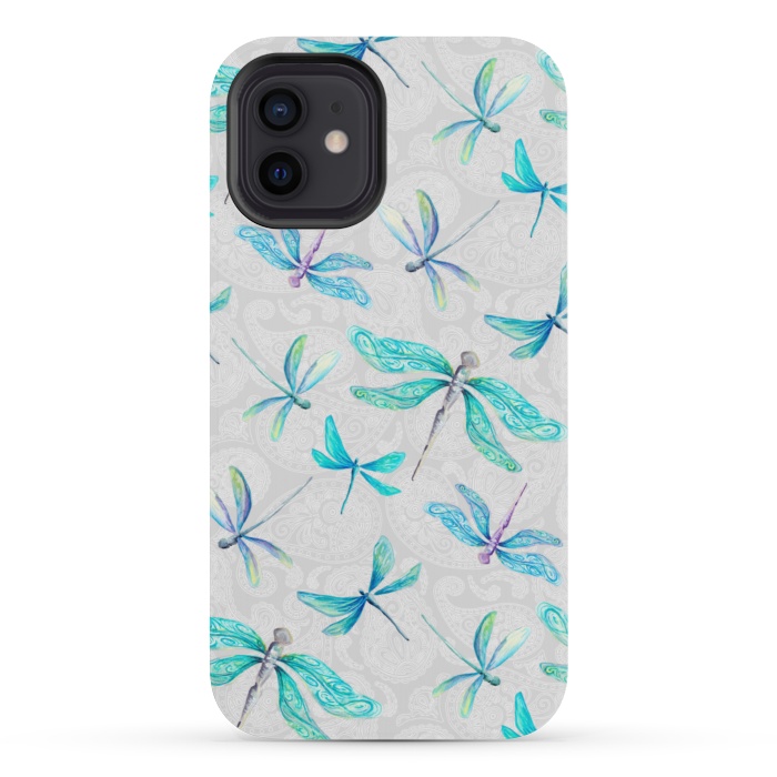 iPhone 12 mini StrongFit Dragonfly Paisley by gingerlique