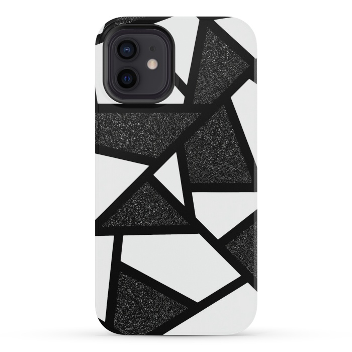 iPhone 12 mini StrongFit White and black geometric by Jms