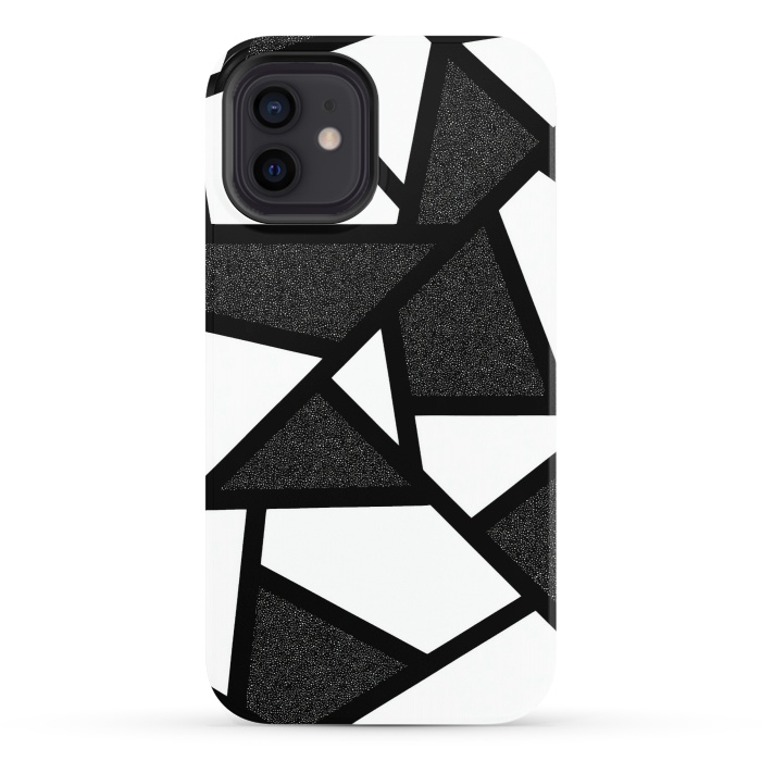 iPhone 12 StrongFit White and black geometric by Jms