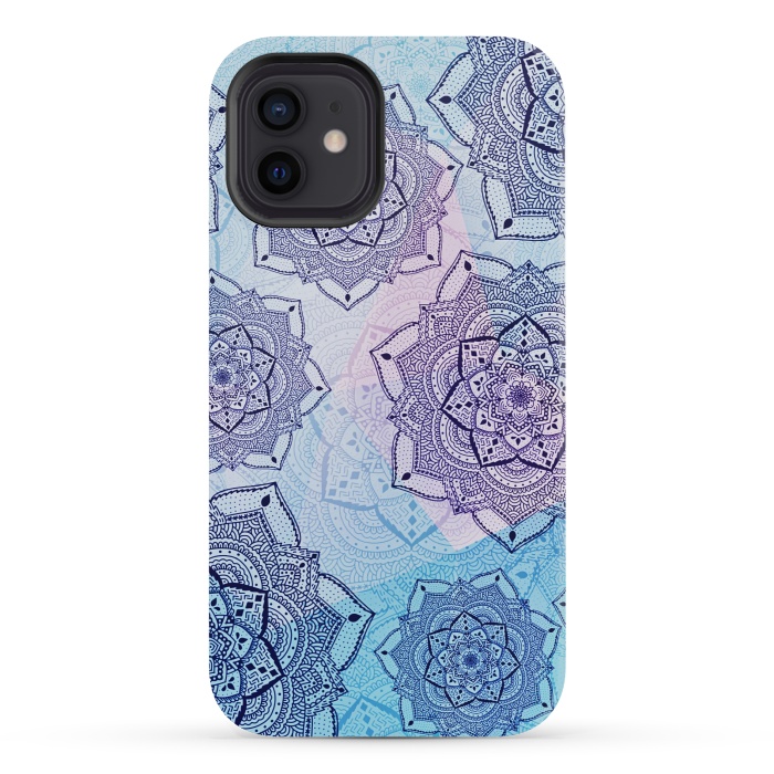 iPhone 12 mini StrongFit Blue purple mandalas by Jms