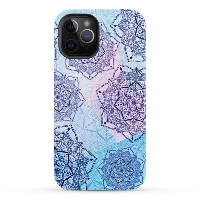 iPhone 12 Pro StrongFit Blue purple mandalas by Jms