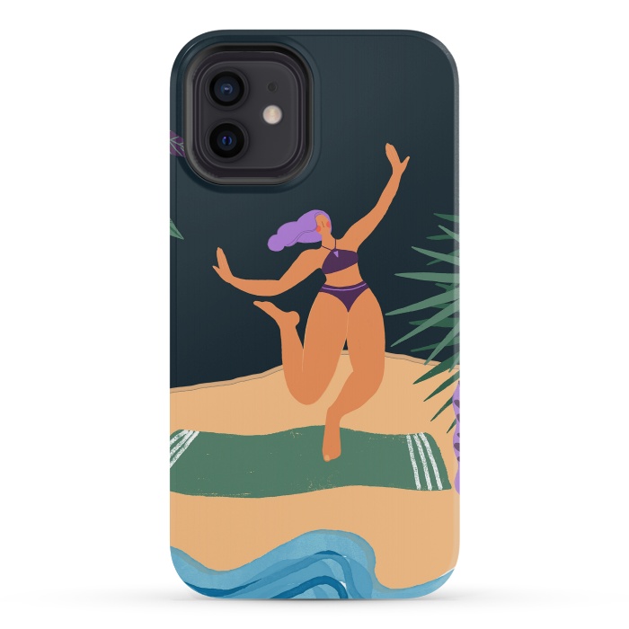 iPhone 12 mini StrongFit Eve - Dancing Girl at Tropical Jungle Beach by  Utart