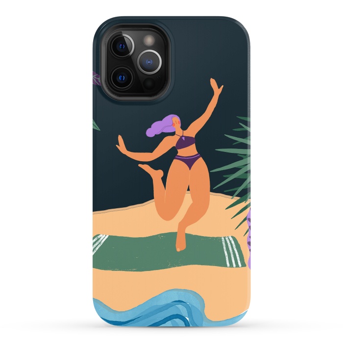 iPhone 12 Pro StrongFit Eve - Dancing Girl at Tropical Jungle Beach by  Utart