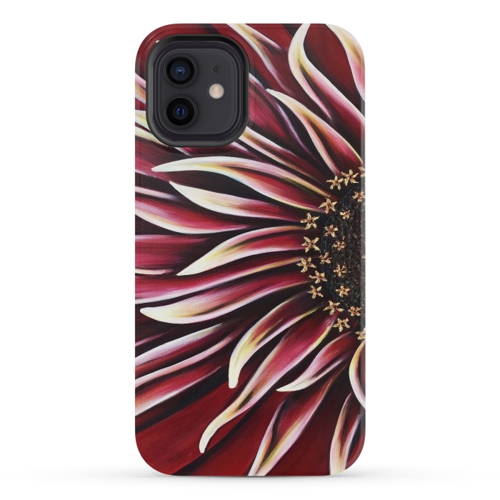 iPhone 12 mini StrongFit Wild Red Zinnia by Denise Cassidy Wood