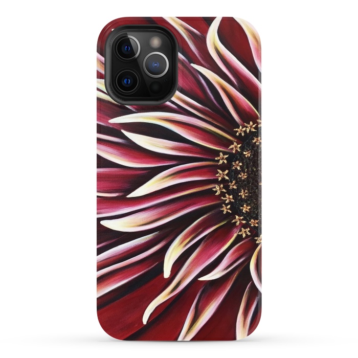 iPhone 12 Pro StrongFit Wild Red Zinnia by Denise Cassidy Wood