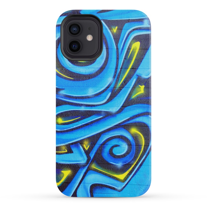iPhone 12 mini StrongFit Blue Yellow Graffiti by Andrea Haase