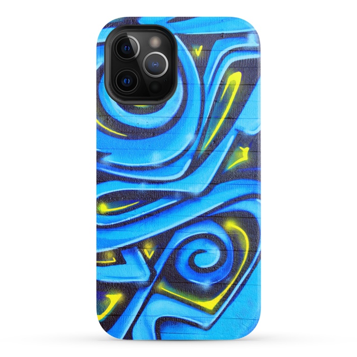 iPhone 12 Pro StrongFit Blue Yellow Graffiti by Andrea Haase