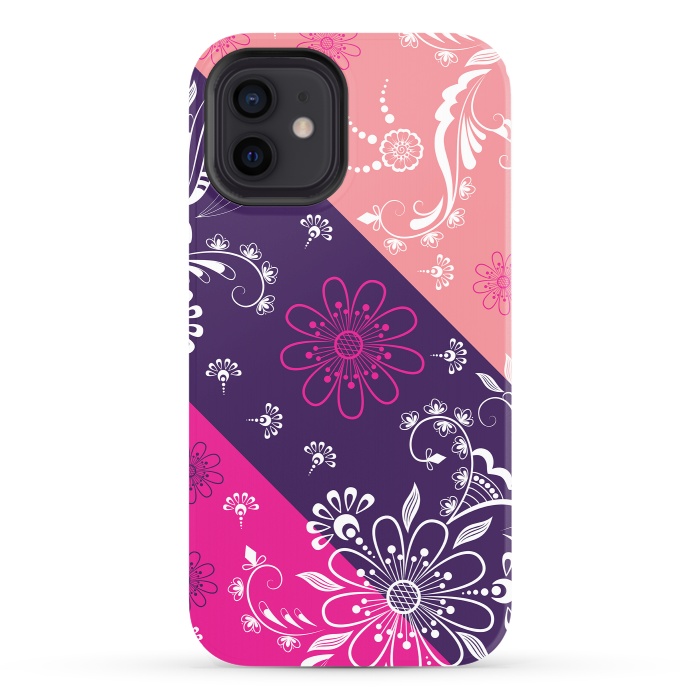 iPhone 12 StrongFit Diagonal Flowers by Rossy Villarreal