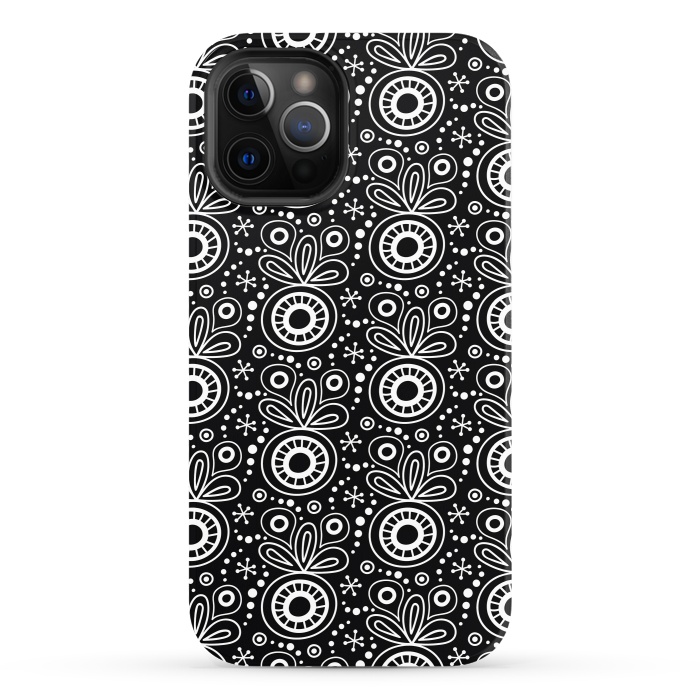 iPhone 12 Pro StrongFit Abstract Doodle Pattern Black by Majoih