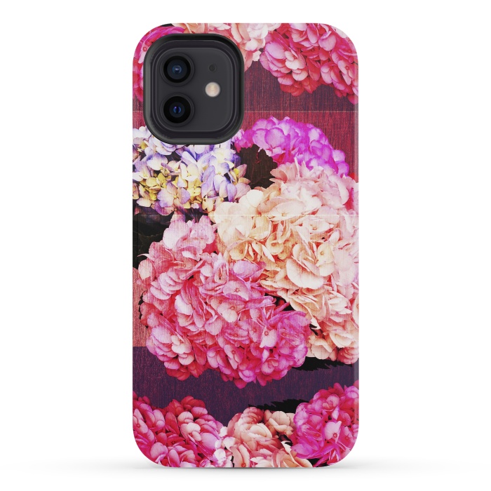 iPhone 12 mini StrongFit Hortencias Rosas y Azules by Rossy Villarreal