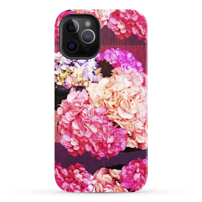 iPhone 12 Pro StrongFit Hortencias Rosas y Azules by Rossy Villarreal