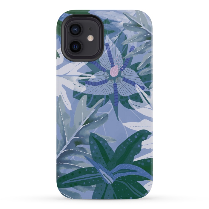 iPhone 12 mini StrongFit Blue Purple Aloha Tropical Jungle  by  Utart