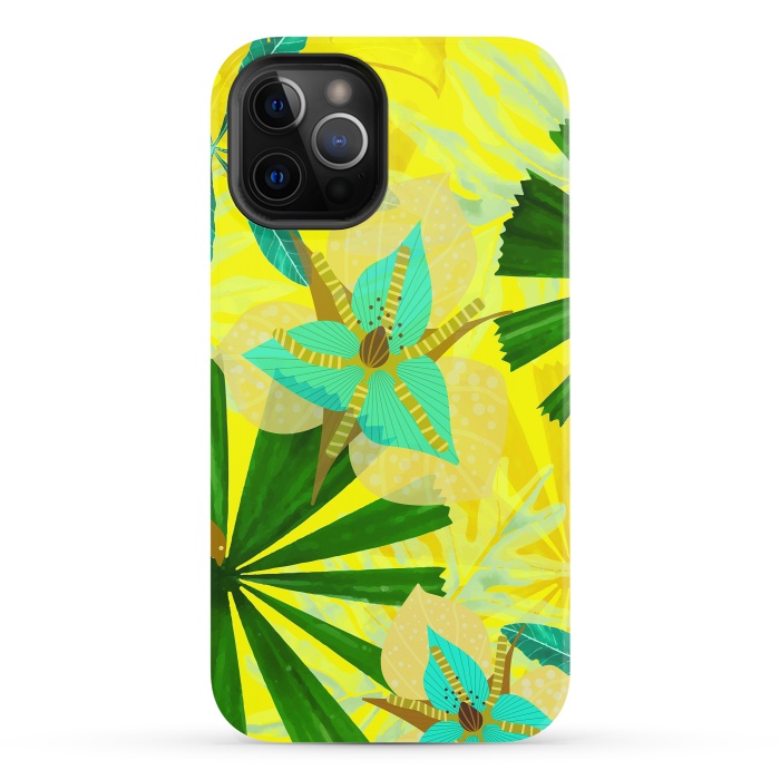 iPhone 12 Pro StrongFit Colorful Yellow Green and teal Abstract Aloha Tropical Jungle by  Utart