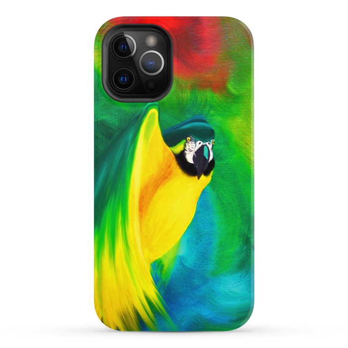 iPhone 12 Pro StrongFit Macaw Parrot Ara Oil on Canvas Painting  by BluedarkArt