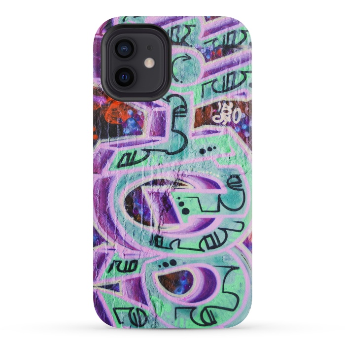 iPhone 12 mini StrongFit Graffiti Art Pink And Green by Andrea Haase