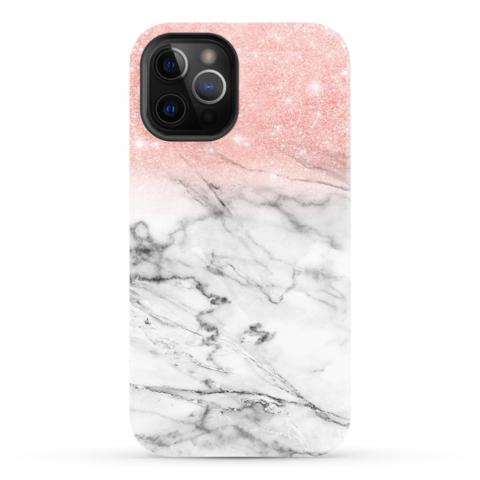 iPhone 12 Pro StrongFit Rose Gold Glitter on Marble by  Utart