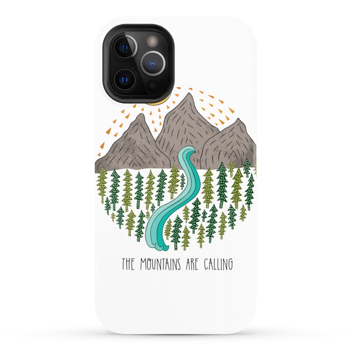 iPhone 12 Pro StrongFit Mountains Are Calling by Pom Graphic Design