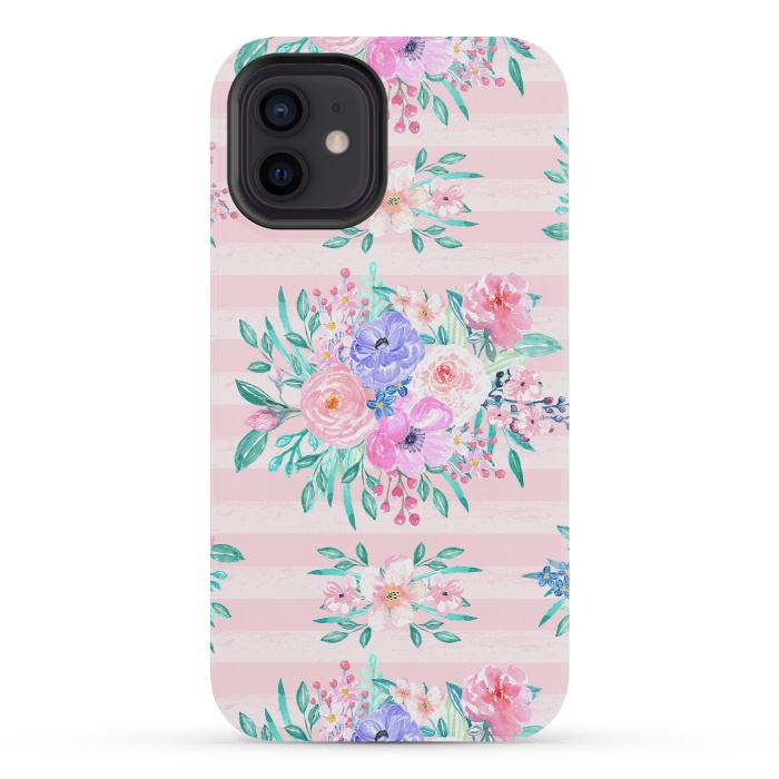 iPhone 12 mini StrongFit Beautiful watercolor garden floral paint by InovArts