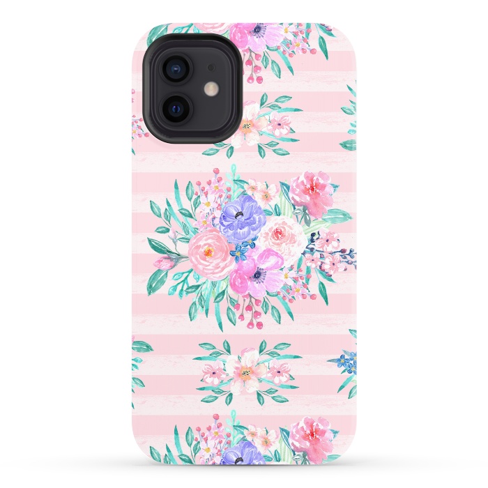 iPhone 12 StrongFit Beautiful watercolor garden floral paint by InovArts