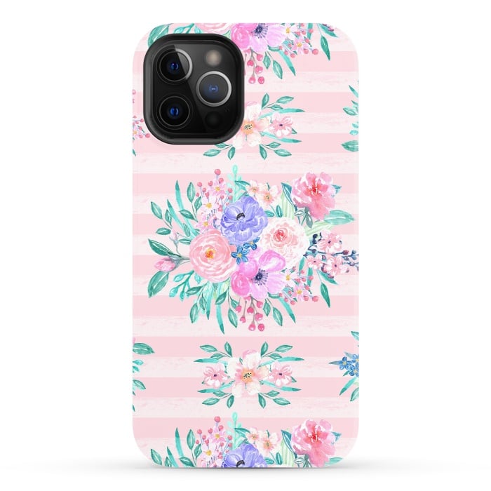 iPhone 12 Pro StrongFit Beautiful watercolor garden floral paint by InovArts