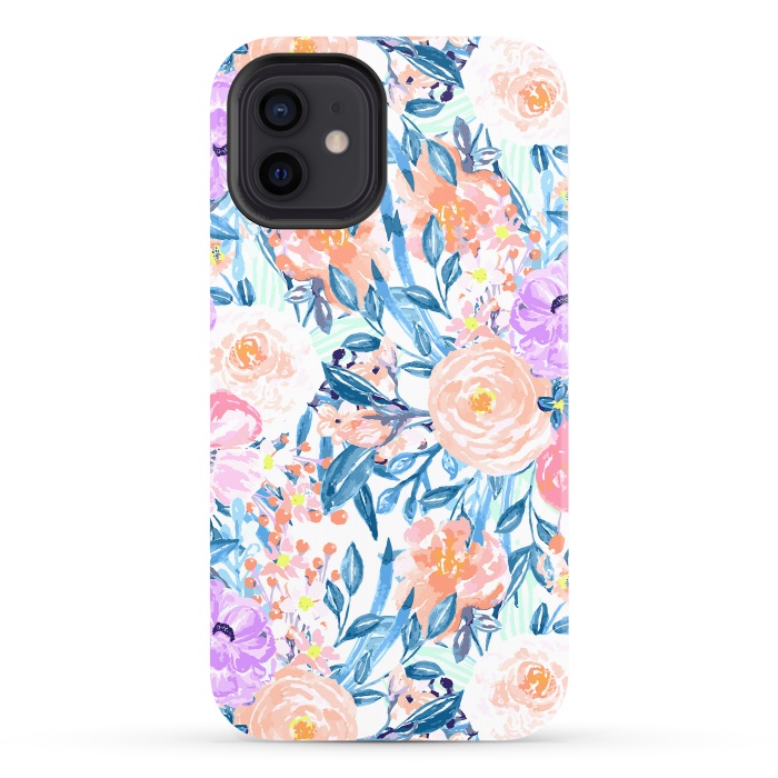 iPhone 12 StrongFit Modern watercolor garden floral paint by InovArts