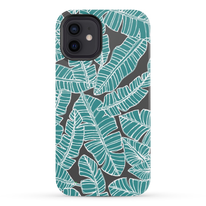iPhone 12 mini StrongFit Tropical Fronds by Pom Graphic Design