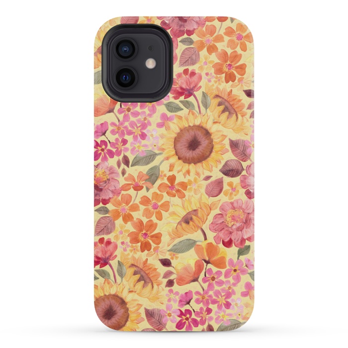iPhone 12 mini StrongFit Happy Boho Autumn Floral  by Micklyn Le Feuvre