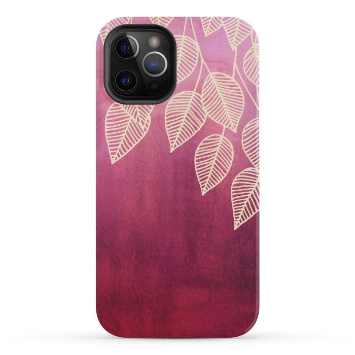 iPhone 12 Pro StrongFit Magenta Garden in watercolor and ink by Micklyn Le Feuvre