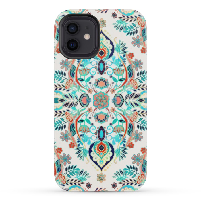 iPhone 12 mini StrongFit Modern Folk in Jewel Colors by Micklyn Le Feuvre